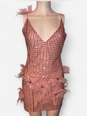 Women’s pink feather costume